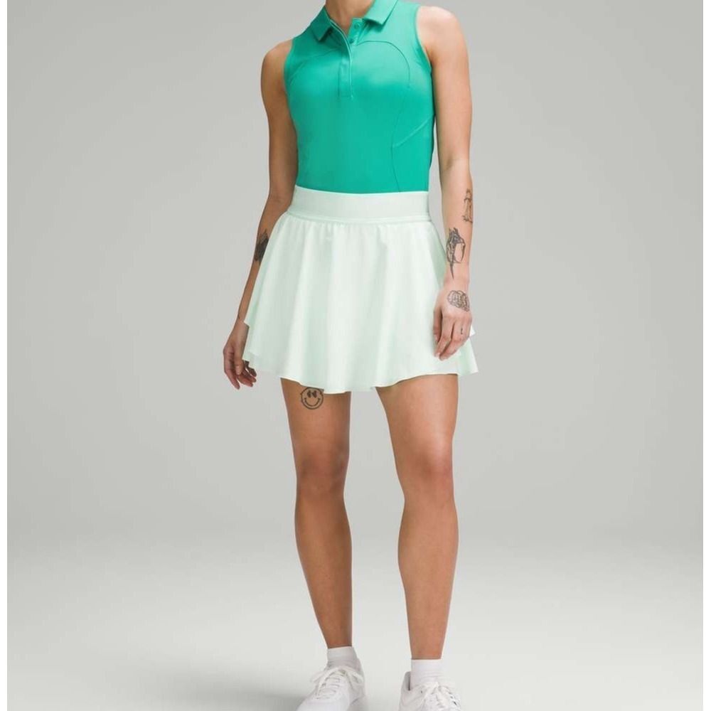 Lululemon Court Rival High Rise Skirt Long Mint Moment Mesh Swift Run Skort Sz 4